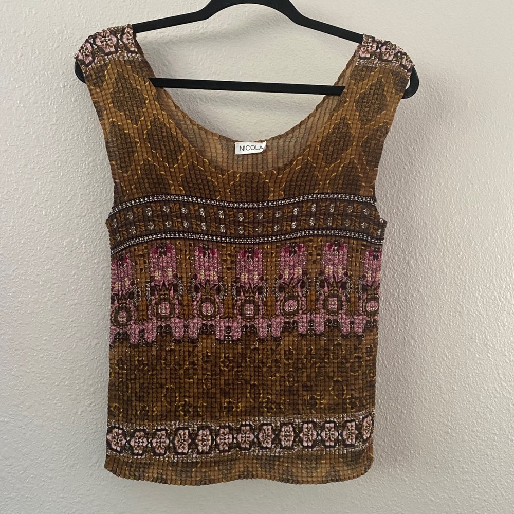 Brown Boho Tank S/M Bohemian‎ Fairy Grunge Summer Vacation Beach Festival Travel